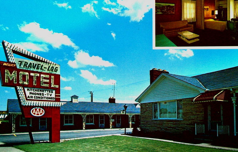 Travel Log Motel - Old Postcard